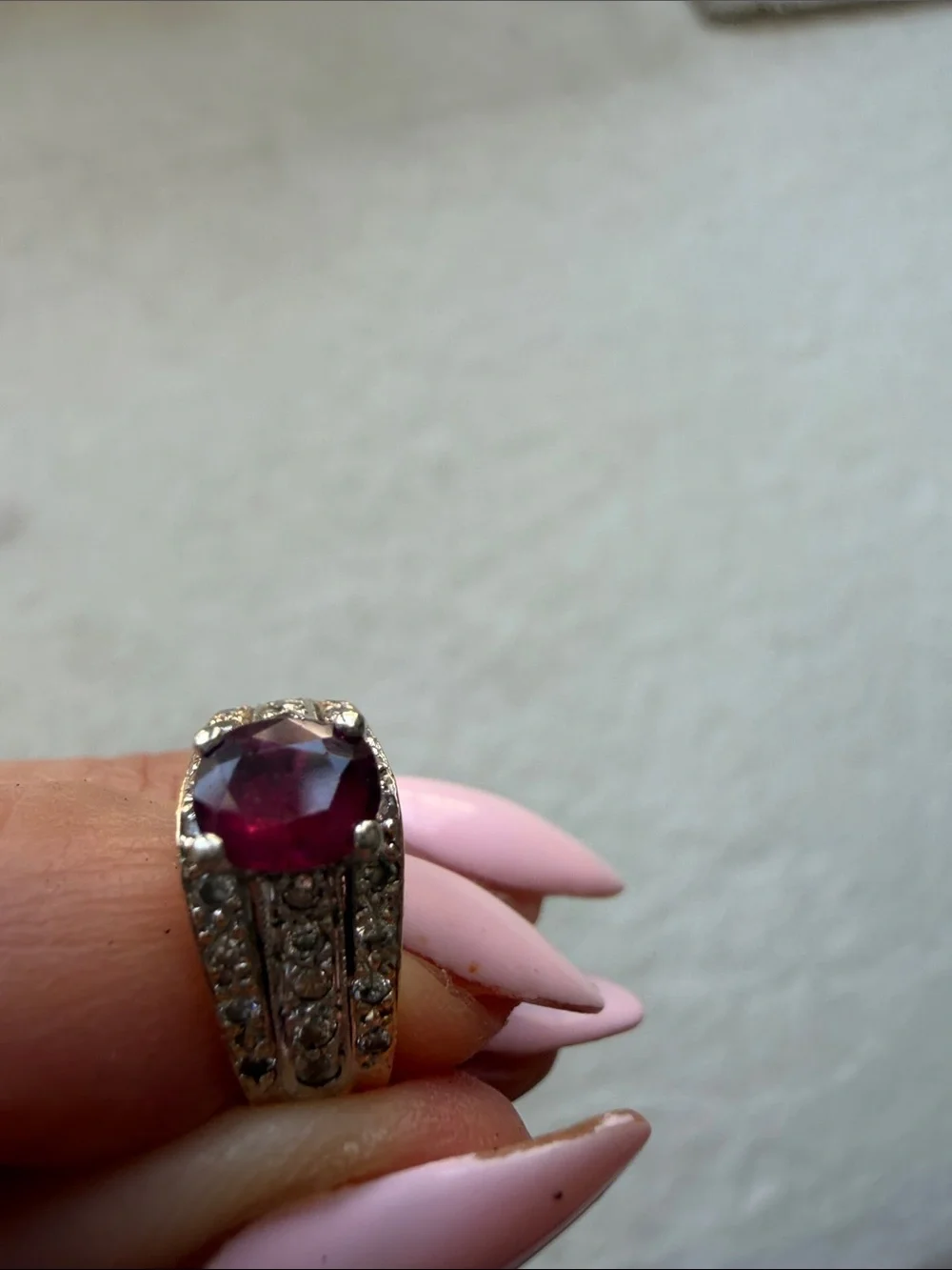14K Gold Ruby Diamond Ring | Vintage Statement  Ring | Multi-Row Diamond.